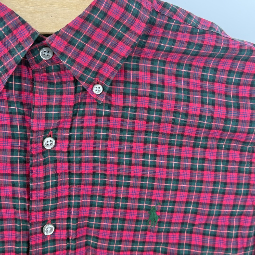 Ralph Lauren Men's Classic Fit Plaid Button Down Shirt Long‎ Sleeve Green Red S
